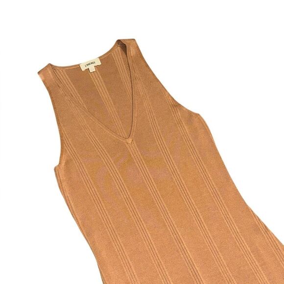 L’ANGENCE X REVOLVE Josephine v neck ribbed v neck tan stretchy dress sz medium - Picture 4 of 9